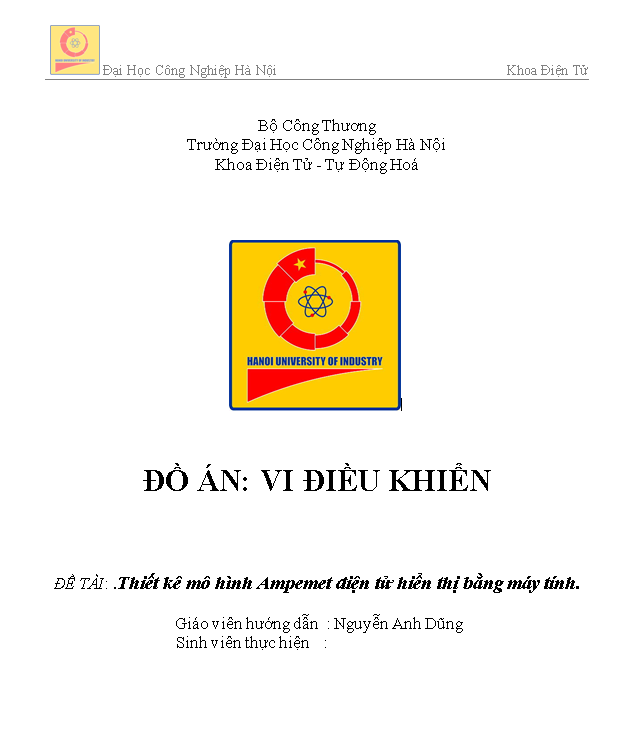 Đồ án thiết kế mô hình Ampemet điện tử hiển thị bằng máy tính